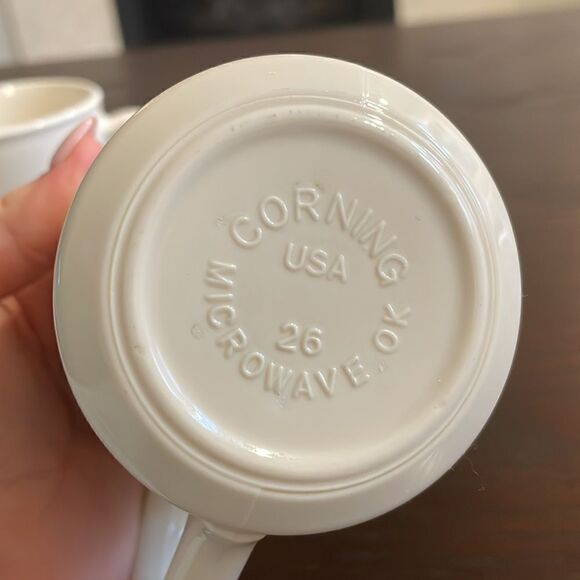 Corning Ware Coffee Cups, Corning Ware Corelle Forever Yours, Peach Hearts 3.75” - Picture 5 of 6